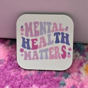 Mental Health Matters Pink Handmade Square Refrigerator Magnet‎